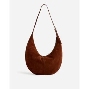 NEW Madewell The Essential Curve Shoulder Bag Suede Soft Mahogany Crescent NR387